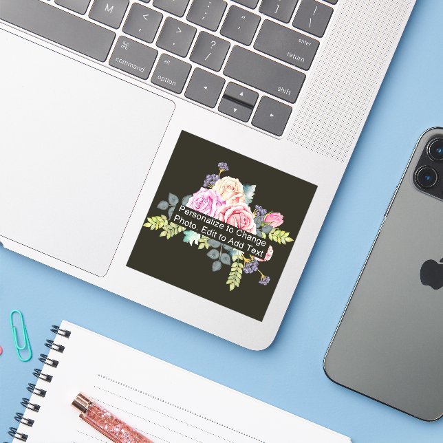 Custom Add Name Photo Artwork Slogan Text (Laptop w/ iPhone)