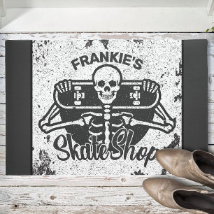 Custom ADD NAME Skull Skateboard Skate Shop Doormat