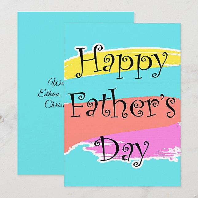 Custom Add Names Paint Art Happy Father's Day Card (Front/Back)