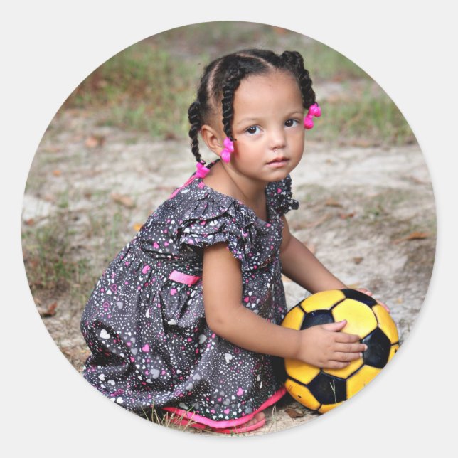 Custom, Add Photo and Text Classic Round Sticker (Front)