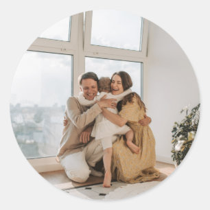 Custom, Add Photo and Text Classic Round Sticker