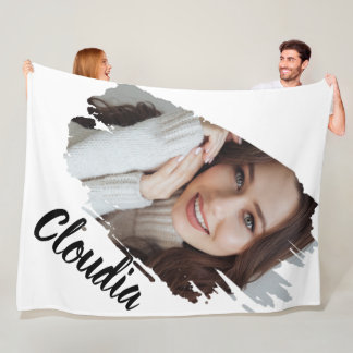 Custom Add Photo And Text Fleece Blanket
