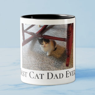Custom Add Photo Best Cat Dad Ever Father's Day Two-Tone Coffee Mug