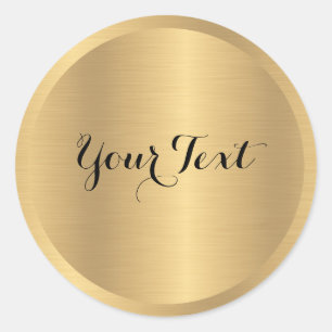 Custom Add Text Faux Gold Metallic Look Template Classic Round Sticker