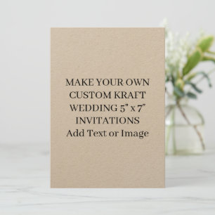Custom Add Text or Image Elegant Kraft Wedding 5x7 Invitation