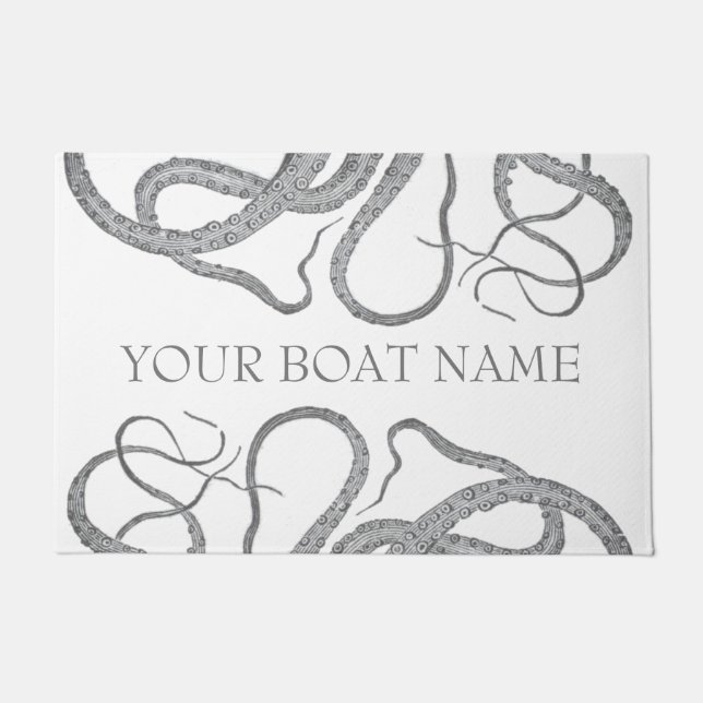 Custom add your boat name nautical octopus kraken  doormat (Front)