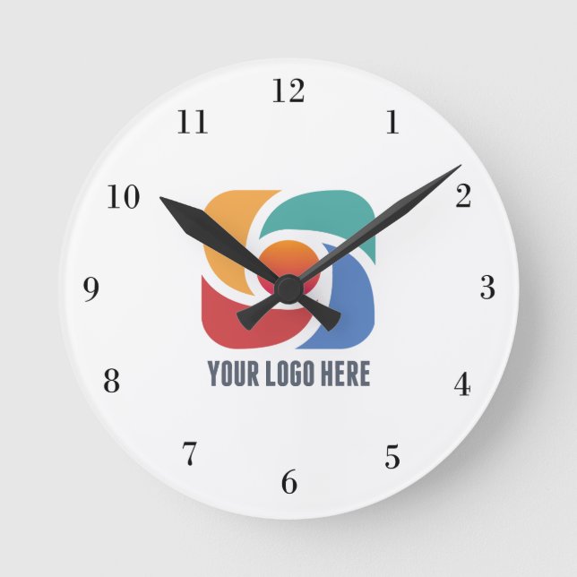 Custom Add Your Business Logo Company Marketing Round Clock (Front)