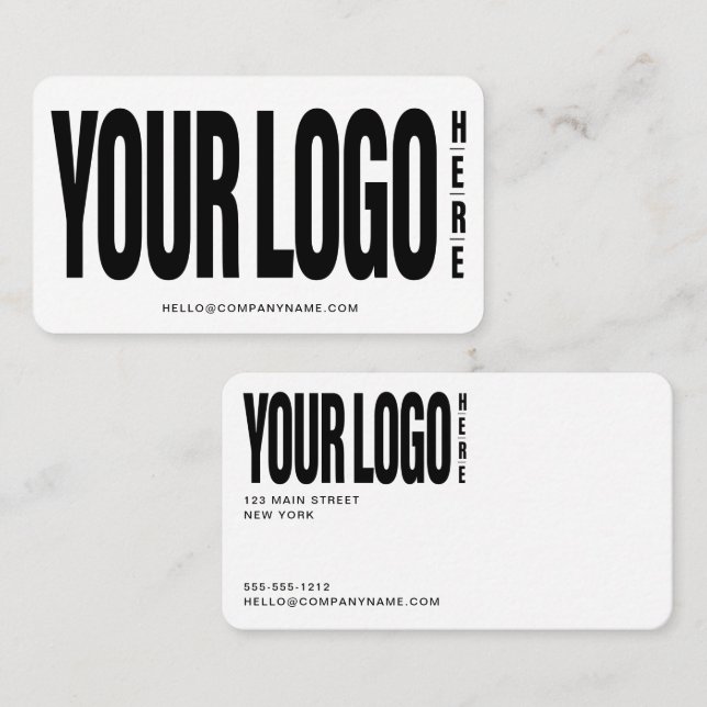 Custom Add Your Logo Modern Minimalist White Business Card (Front/Back)