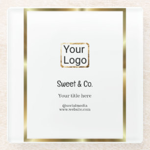 custom add your logo personalised company name pap glass coaster