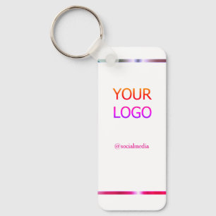 custom add your logo personalised pink red border  key ring