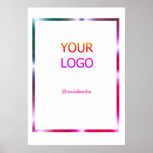 custom add your logo personalised pink red border poster