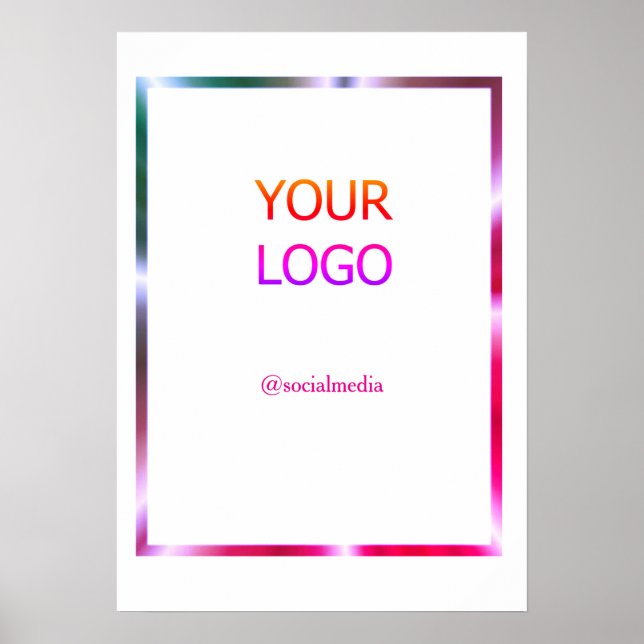 custom add your logo personalised pink red border  poster (Front)