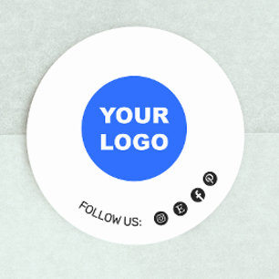 Custom Add Your Logo Plain White Social Media Classic Round Sticker