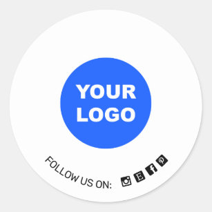 Custom Add Your Logo Plain White Social Media Classic Round Sticker