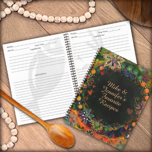 Custom Add Your Name Floral Favourite Recipe Notebook