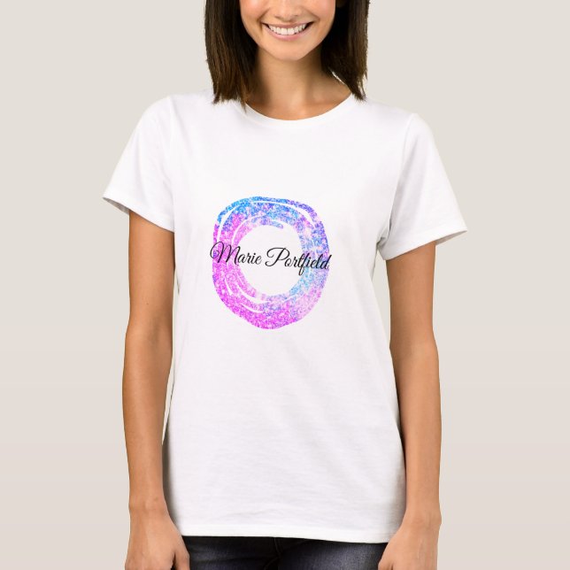 custom add your name glitter colourful add your na T-Shirt (Front)