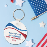 Custom Add Your Own Candidate for President 2024 B Key Ring<br><div class="desc">Customise your own political campaign keychain by adding your own name or another politician under this artistic American Flag in red,  white,  and blue. Add a custom name for president in 2024.</div>