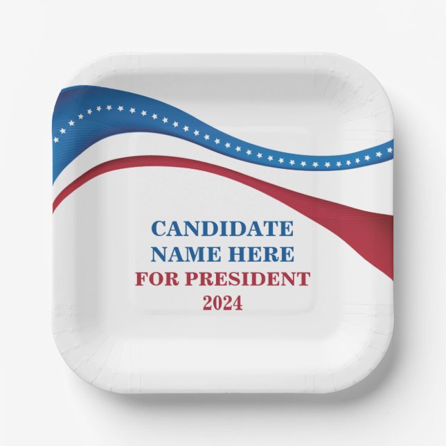 Custom Add Your Own Candidate for President 2024 Paper Plate (Front)