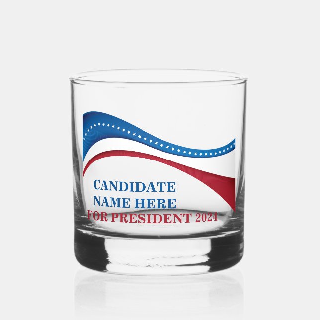 Custom Add Your Own Candidate for President 2024 Whiskey Glass (Front)