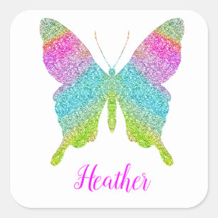 Custom add your own name template butterfly square sticker
