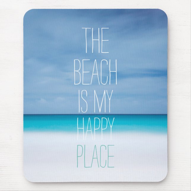 Custom add your own photo beach is my happy place  mouse mat (Front)