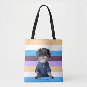 Custom Add your own Photo text dog simple stripe Tote Bag