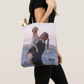 Custom add your pet name and photograph, tote bag