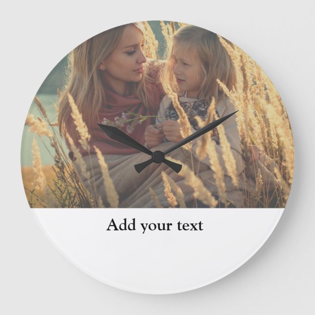 custom add your photo christmas personalised   lar large clock (Front)