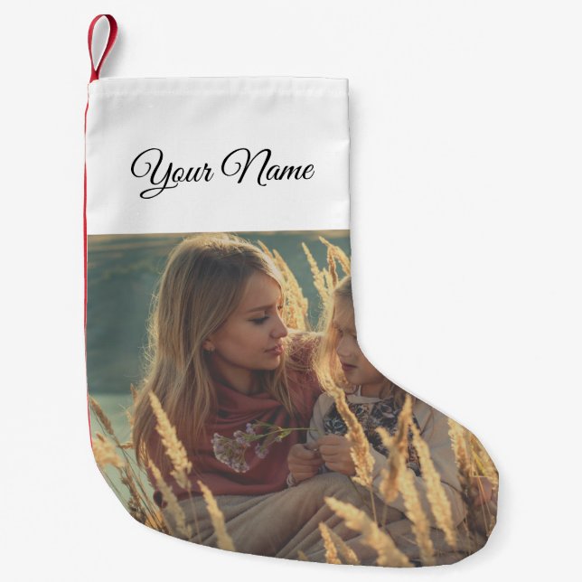 custom add your photo christmas personalised small stocking (Front)
