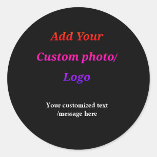 custom add your photo logo your text custom modern classic round sticker