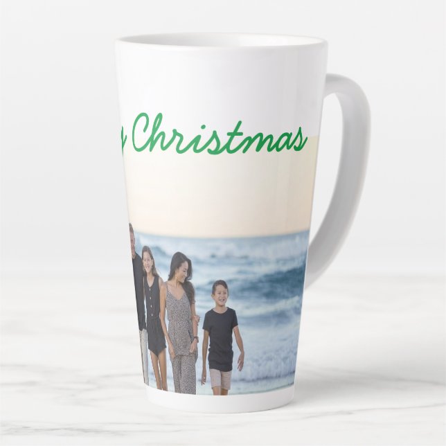 custom add your photo text merry christmas holiday latte mug (Right Angle)