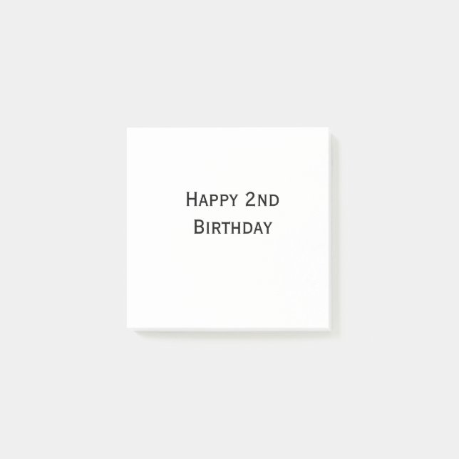 custom add your text happy birthday 2nd simple  post-it notes (Front)
