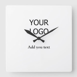 custom add your text logo company square wall clock