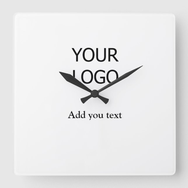 custom add your text logo company square wall clock (Front)