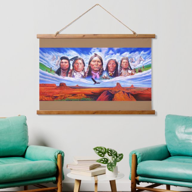 Custom Add Your Text Native Americans Painting Hanging Tapestry (Living Room)