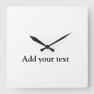 custom add your text personalised square wall clock