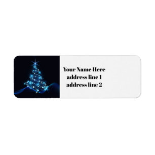 custom address label Christmas modern blue tree