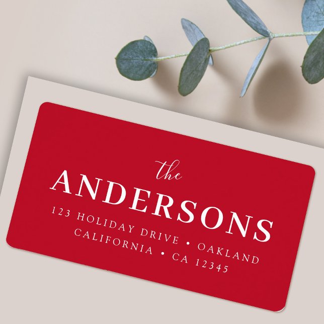 Custom Address Label | Modern Minimal Red (Elegant return address labels by Guava, perfect for christmas, weddings and everyday mail)