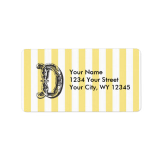 Custom Address Label Monogram Letter D with Yellow