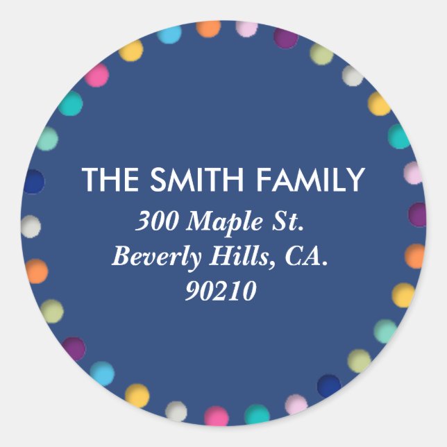 Custom Address Label Round Polka Dots (Front)