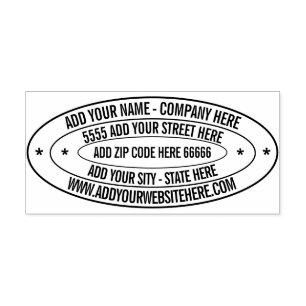 Custom Address Name Website Oval Rubber Stamp