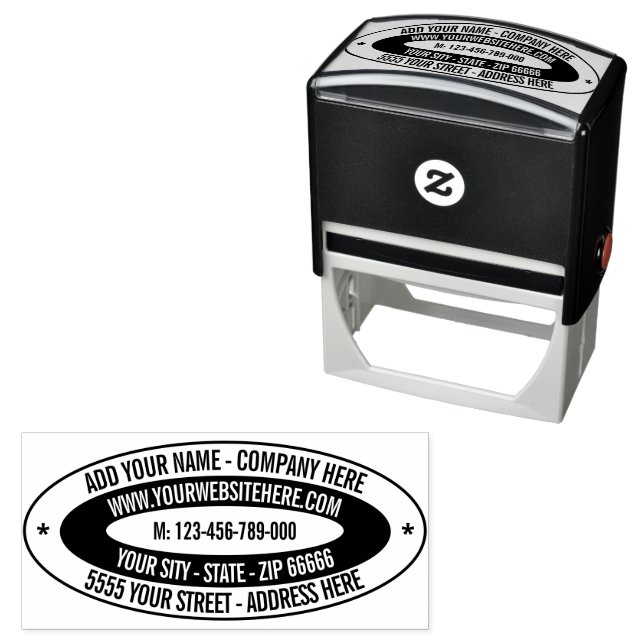 Custom Address Name Website Phone - Two Colours Self-inking Stamp (In Situ)
