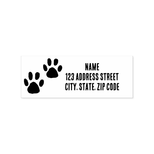 Custom Address Paw Prints Wood Art Stamp (Imprint)