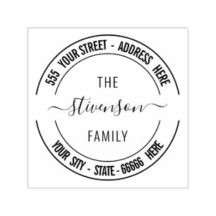 Custom Address Round Self-inking Stamp Template
