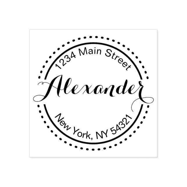 Custom Address Stamp, Circle Modern Rubber Stamp (Imprint)