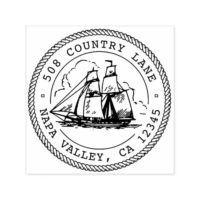 Custom Address Stamp, Wedding Stamp, Ship Self-inking Stamp (Design)