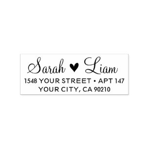 Custom address stamp with heart for weddings