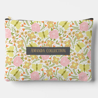 Custom Adorable beautiful modern botanical yellow Accessory Pouch