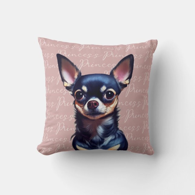 Custom Adorable Chihuahua Pink  Cushion (Front)