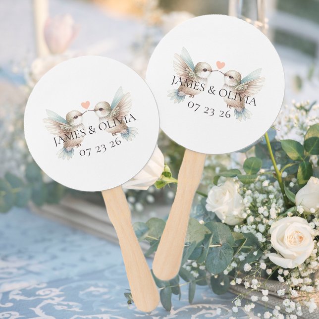 Custom Adorable Hummingbird Wedding Hand Fan (Custom Adorable Hummingbird Wedding Hand Fans)